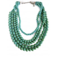 Turquoise Howlite Multi Strand Beaded Statement Necklace